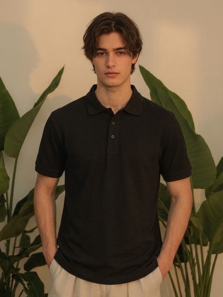 black polo shirt