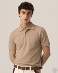 beige polo shirt