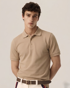 beige polo shirt